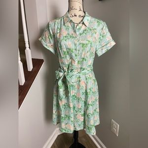 Hill House Linen Dress Blue Roses NWT Size Small Easter Perfect!